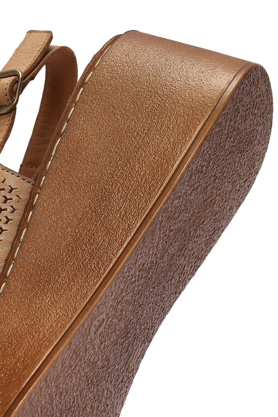 Women's Tan Ankle Strap Printed Wedge Heel Leather Comfort Sandals
