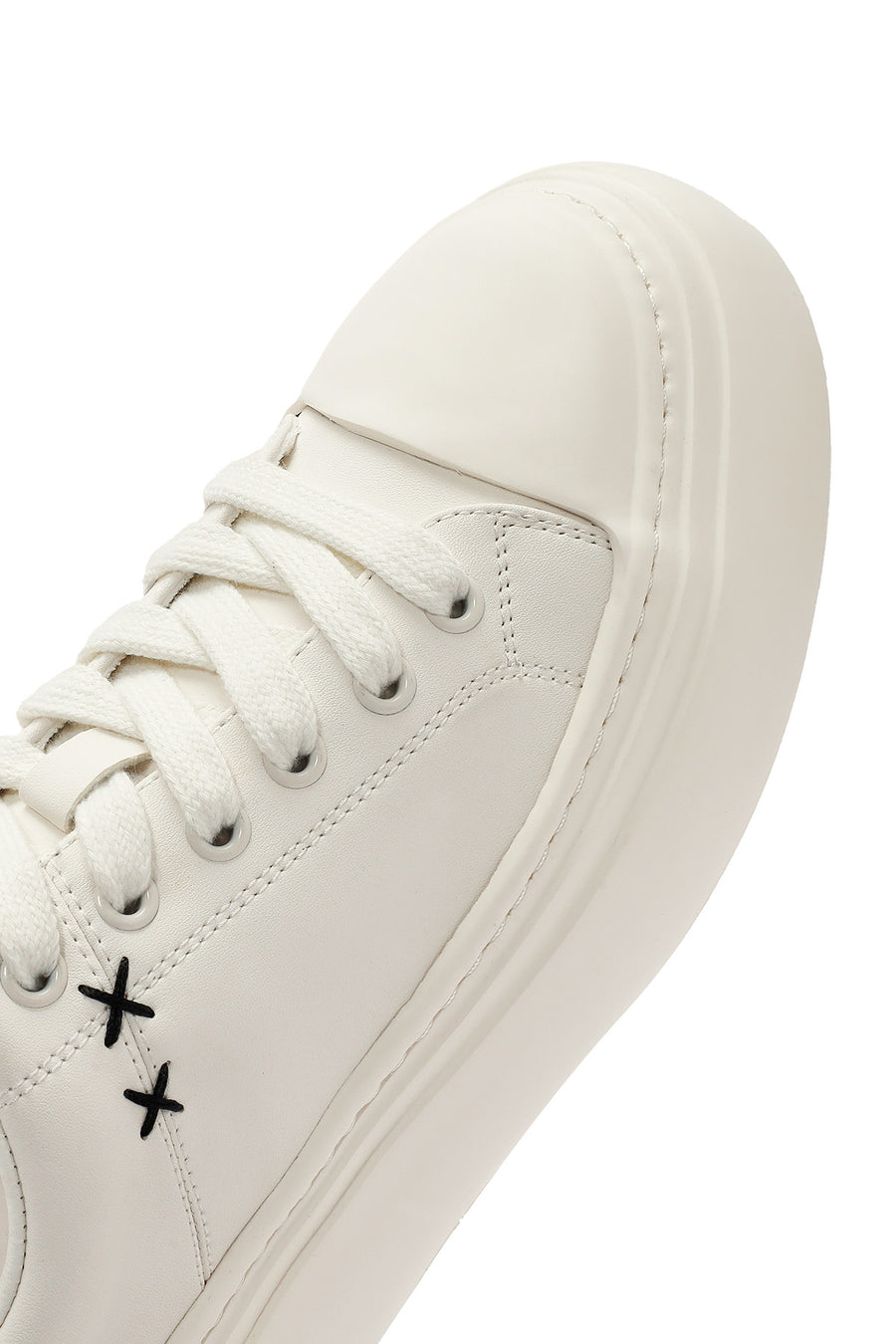 Erkek Beyaz Bağcıklı Deri Sneaker