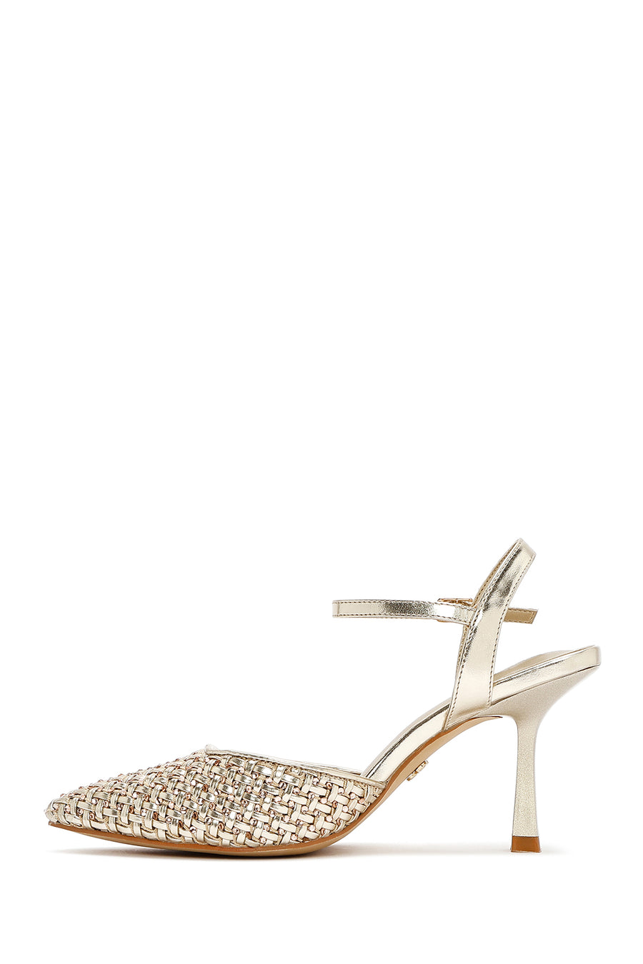 Women's Gold Ankle Buckle Braided Thin Heeled Shoes