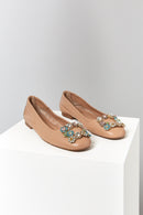 Stone Beige Women's Leather Ballerinas | Derimod