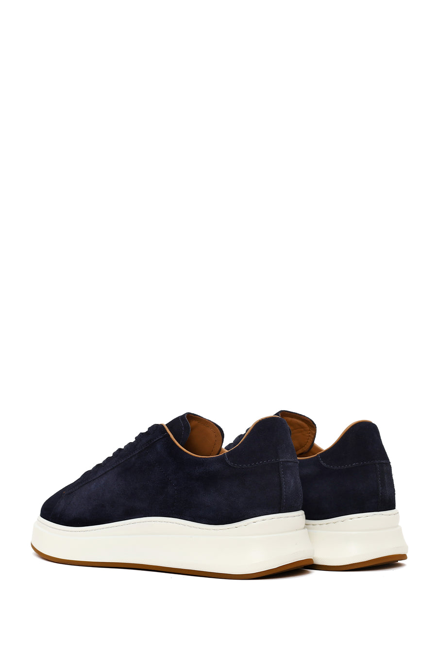 Male Navy Blue Lace-up Thick-soled Suede Leather Sneaker