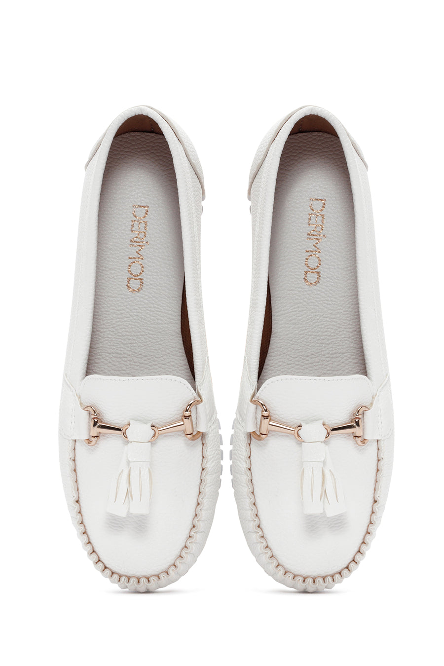 Kadın Beyaz Püskül Detaylı Loafer