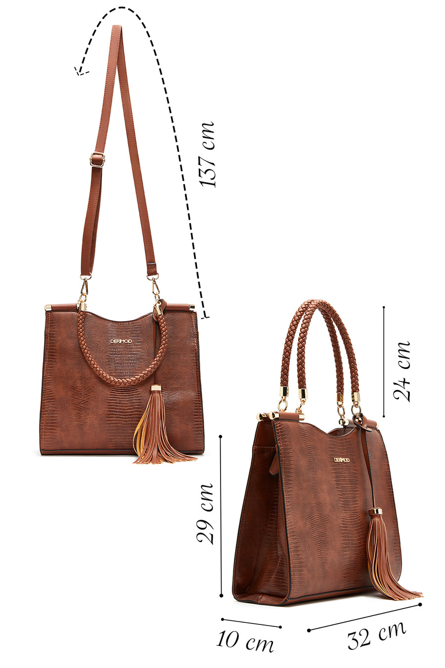 Women's Tan Snakeskin Patterned Shoulder Bag