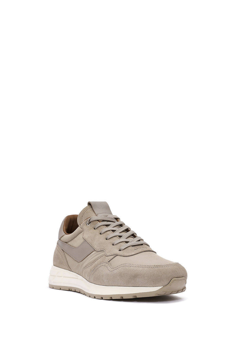 Erkek Bej Bağcıklı Deri Sneaker