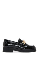 Kadın Siyah Deri Kroko Loafer | Derimod