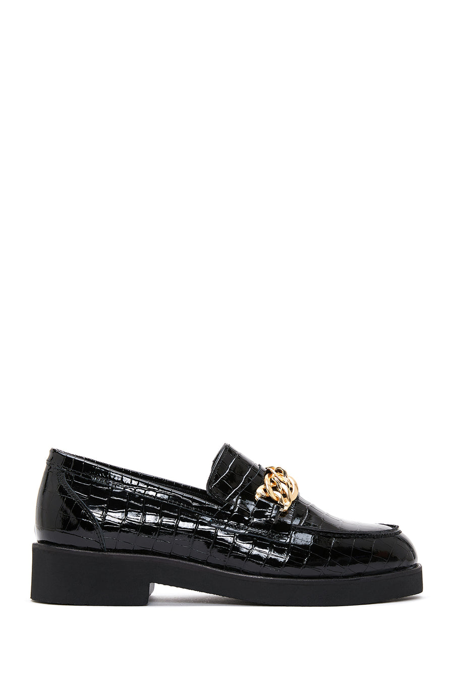 Kadın Siyah Deri Kroko Loafer 22WFD1302E3 | Derimod