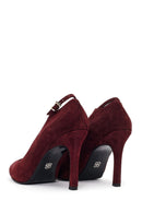 Kadın Bordo İnce Topuklu Süet Deri Stiletto | Derimod