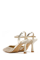 Women's Gold Ankle Buckle Braided Thin Heeled Shoes | Derimod