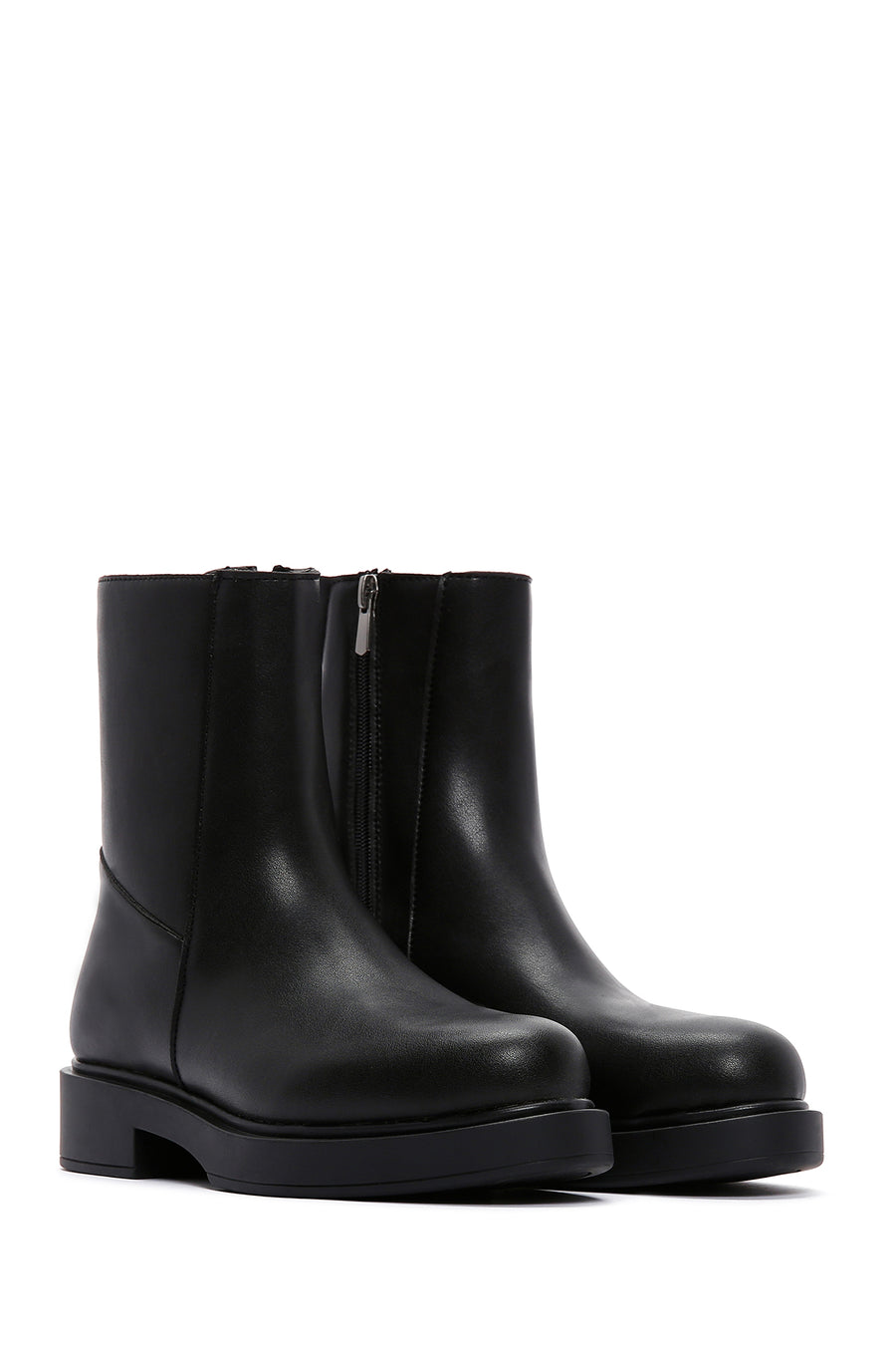 Women's Black Zippered Casual Boots