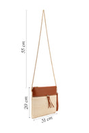 Woman Beige Long Chain Strap Wicker Clutch Bag | Derimod