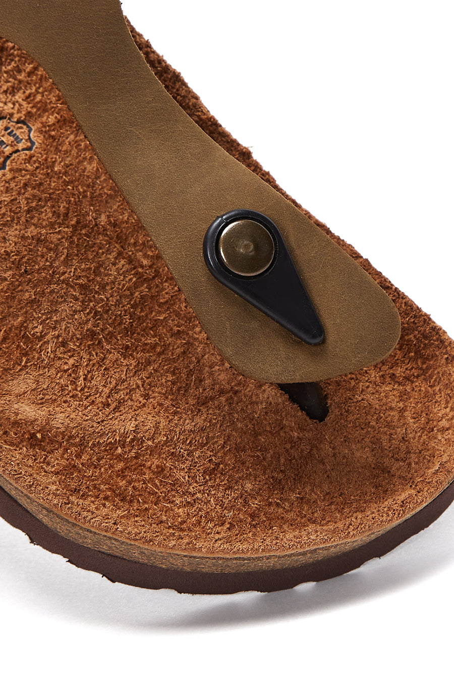 Women's Khaki Leather Flip Flops