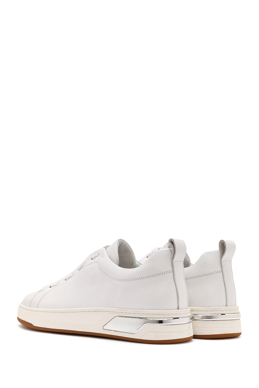Erkek Beyaz Bağcıklı Deri Sneaker