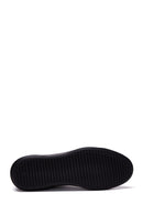 Men's Navy Blue Leather High Top Sneaker | Derimod