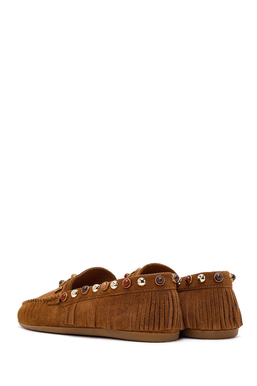 Kadın Taba Püsküllü Süet Deri Loafer