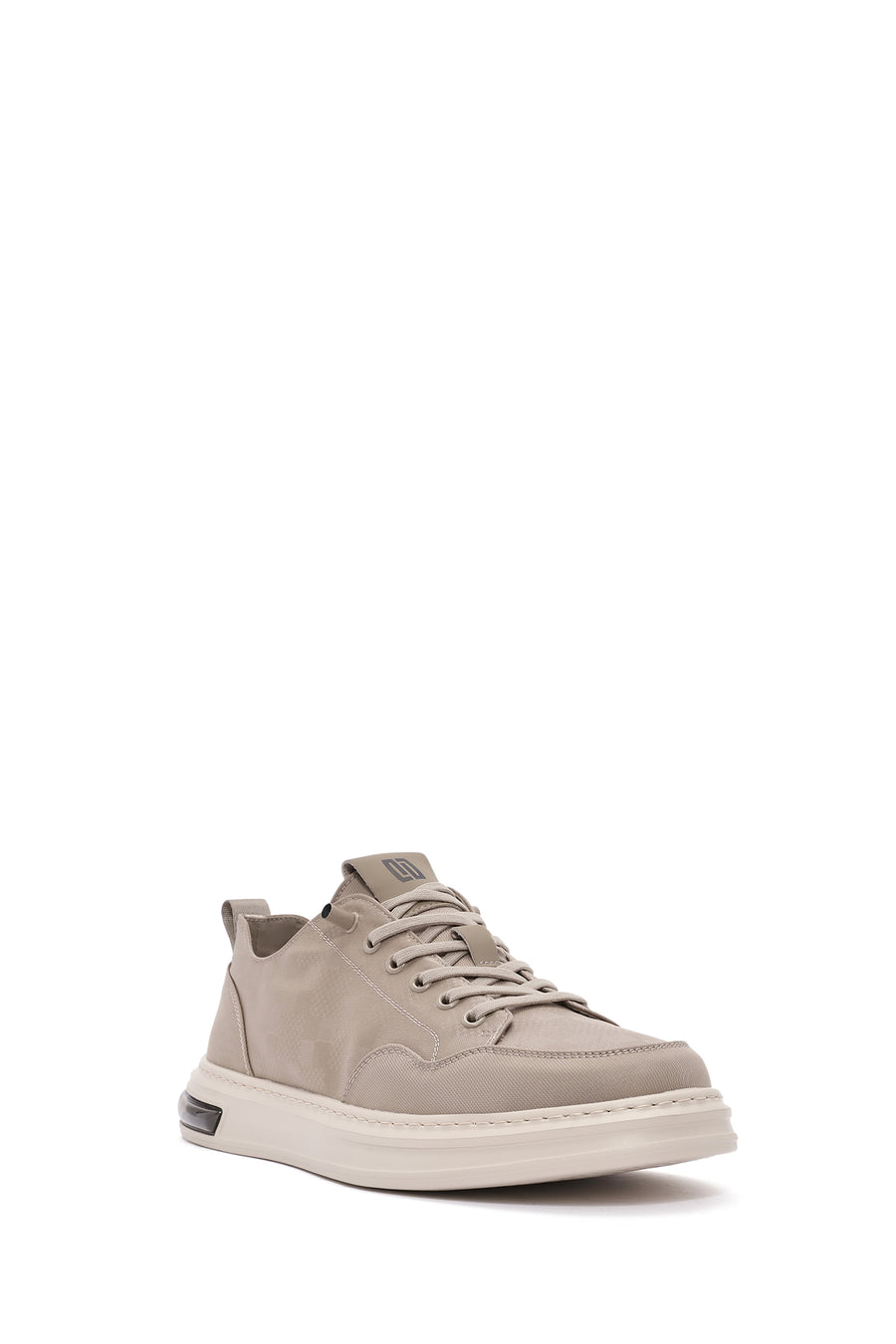Erkek Bej Bağcıklı Desenli Kumaş Sneaker