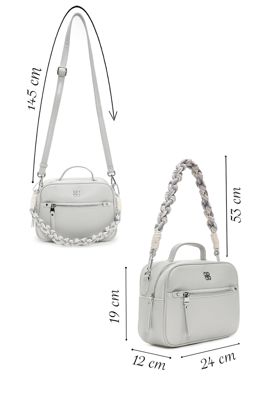 Women's Gray Long Strap Crossbody Bag