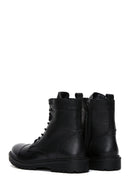 Men's Black Leather Zippered Boots | Derimod