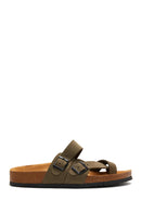 Men's Leather Double Buckle Slippers | Derimod