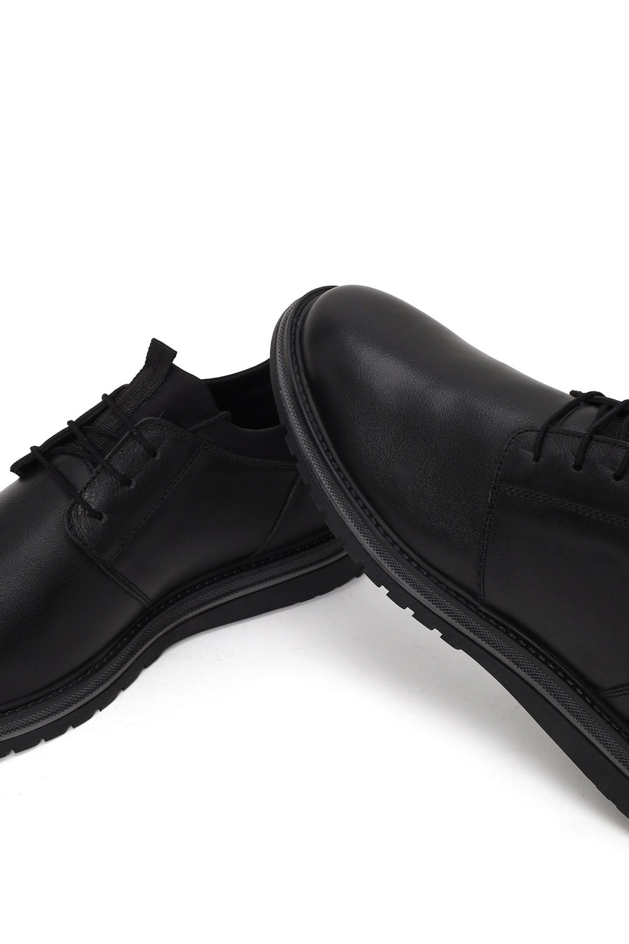 Male Black Lace-Up Leather Casual Shoes
