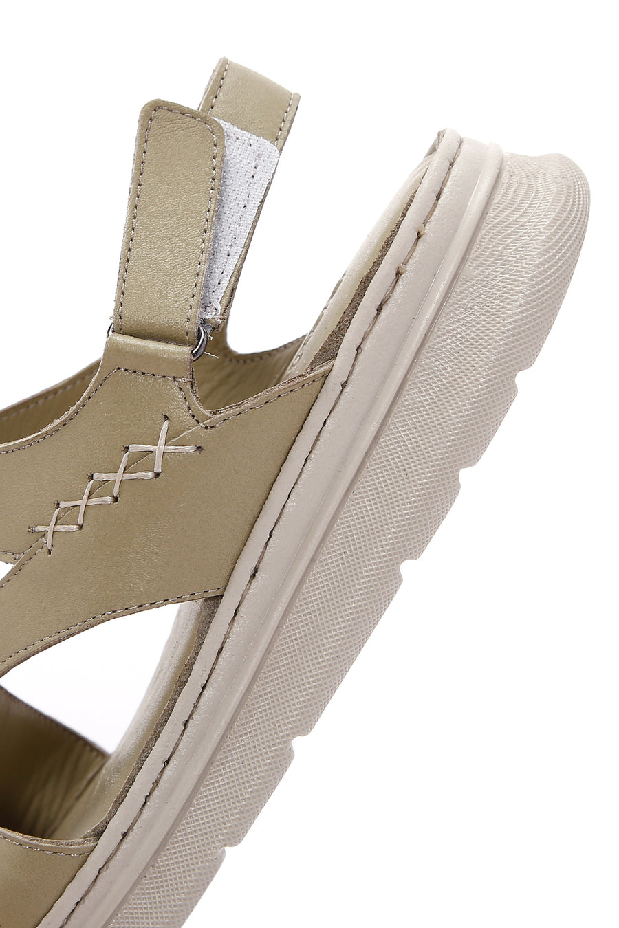 Women's Green Leather Comfort Sandals