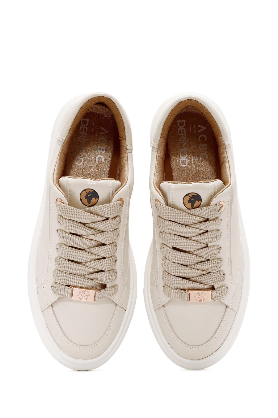 ACBC x Derimod Women's Cream Lace-Up Chunky Sole Sneakers