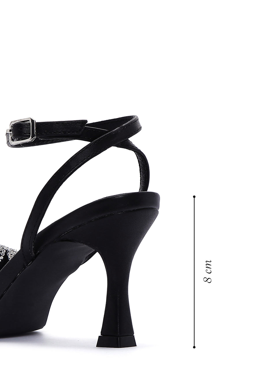 Women's Black Stone Heeled Sandals