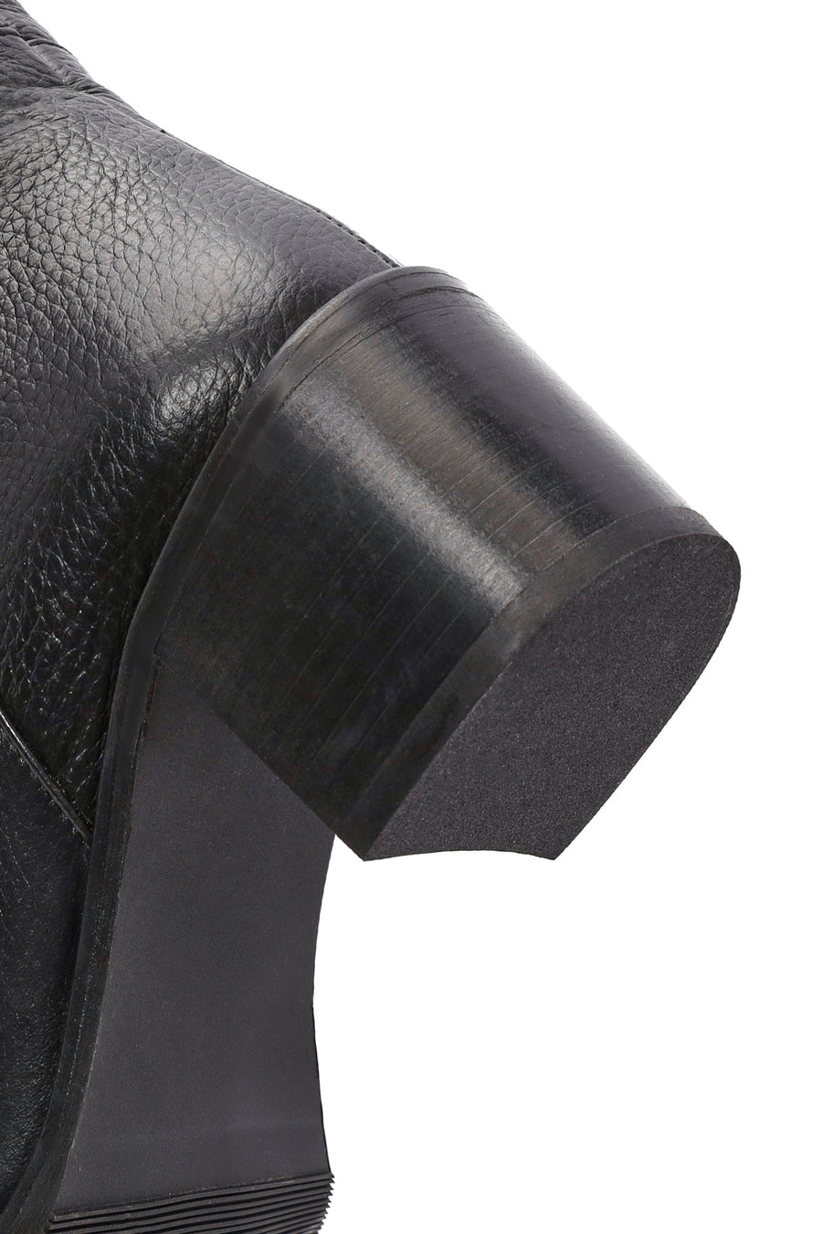 Women's Black Thick Heel Leather Boots