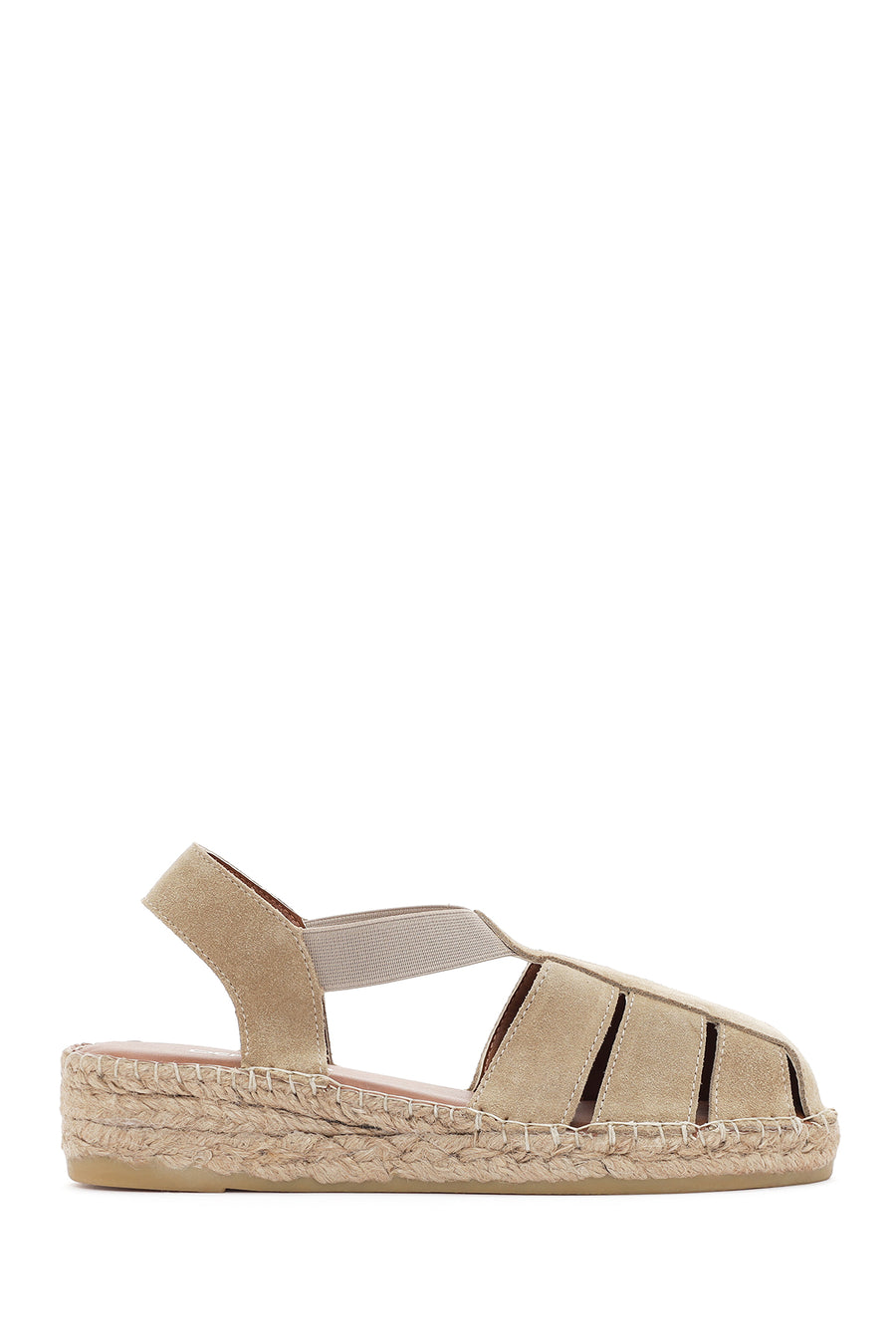 Women's Beige Suede Leather Espadrille Sandals 25SFD205210 | Derimod