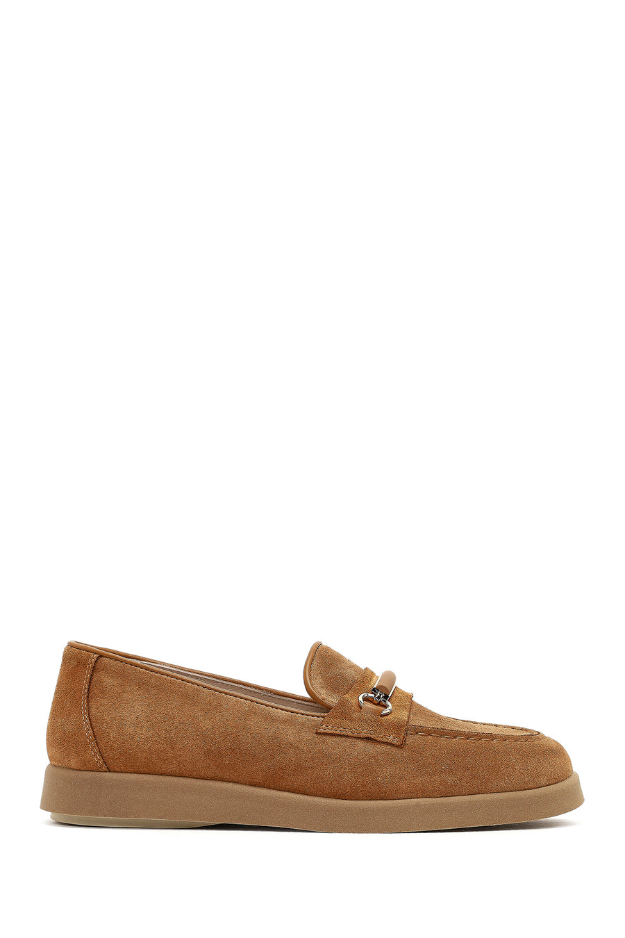Kadın Taba Tokalı Süet Deri Comfort Loafer 25AFD154010 | Derimod