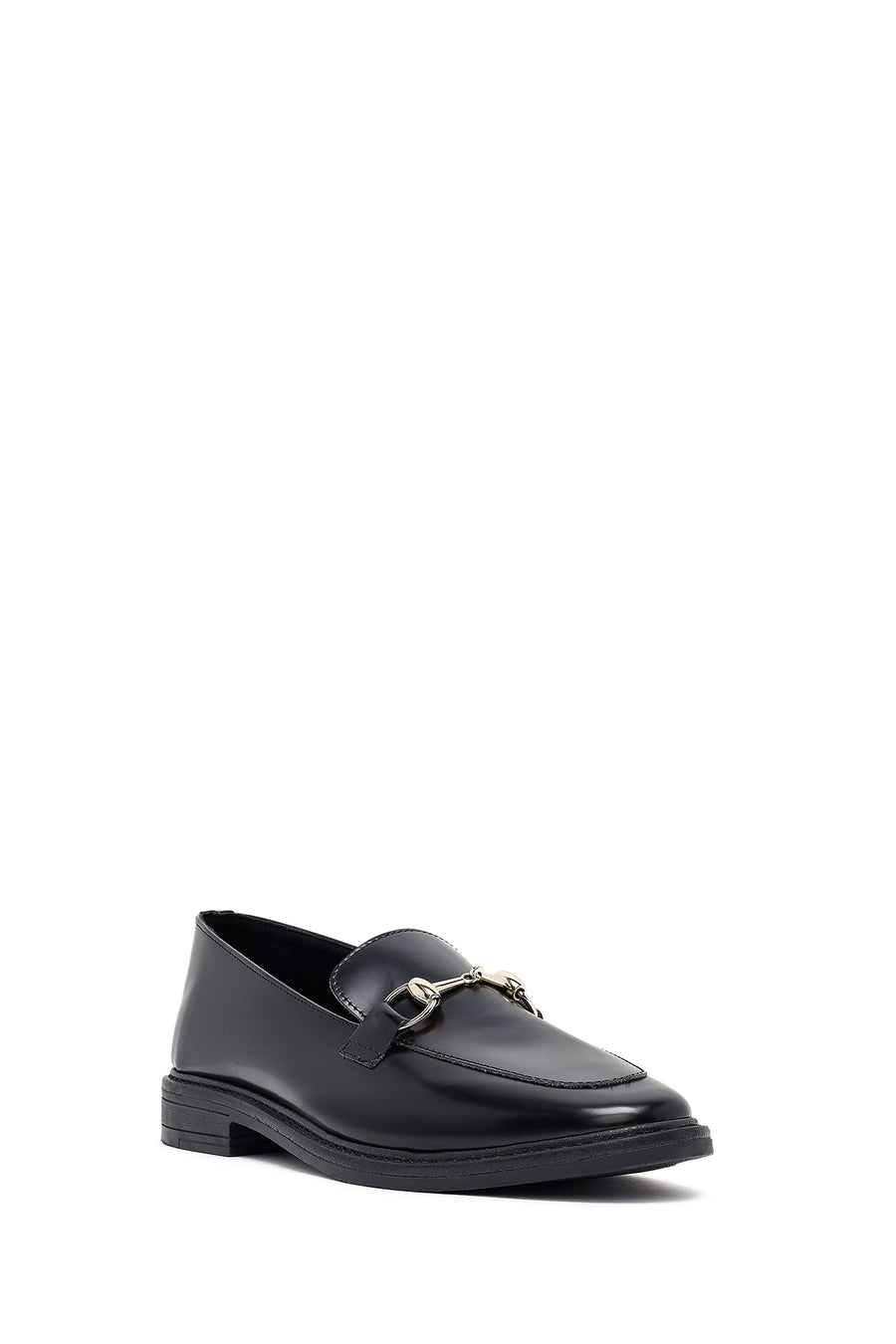 Kadın Siyah Tokalı Deri Maskülen Loafer