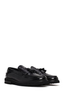 Male Black Tasselled Leather Loafer | Derimod
