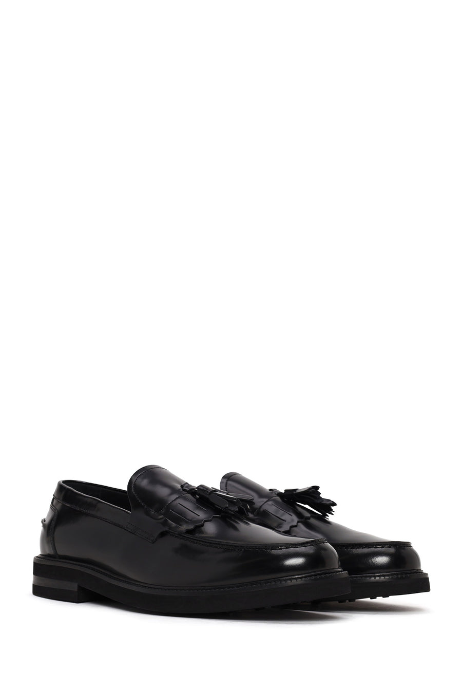 Male Black Tasselled Leather Loafer