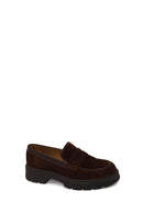 Woman Brown Thick-Soled Suede Masculine Loafer | Derimod