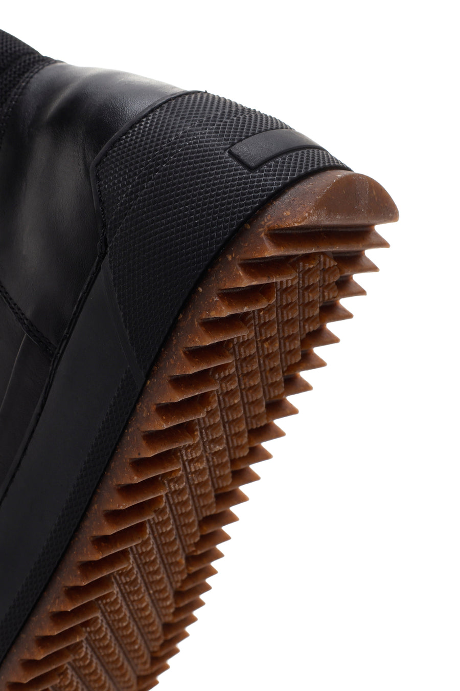 Men's Black Thick Soled Leather Sports Boots