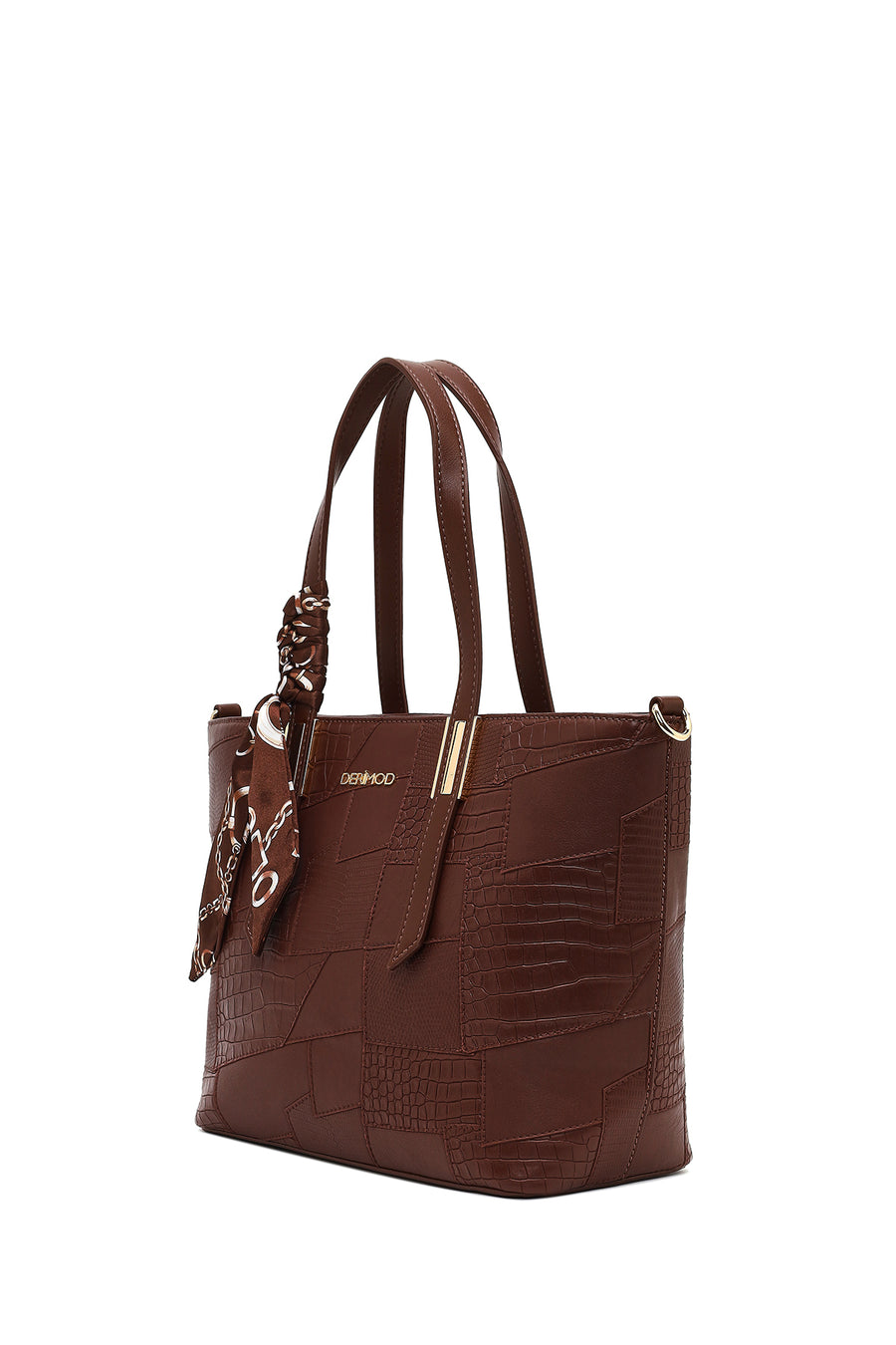 Woman Brown Long-Strap Printed Shoulder Bag