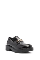 Women's Black Buckle Detailed Masculine Loafer | Derimod