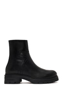 Woman Black Zip Closure Thick-Soled Leather Boots | Derimod