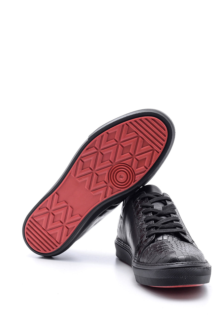 Erkek Kroko Detaylı Deri Sneaker