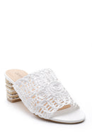 Women's Straw Look Heeled Slippers | Derimod