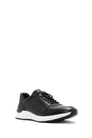 Men's Black Crocodile Patterned Lace-Up Leather Sneakers | Derimod