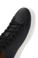 Erkek Siyah Bağcıklı Kalın Tabanlı Deri Sneaker | Derimod