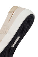Woman Cream Strappy Leather Ballet Flat | Derimod