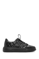 Erkek Siyah Bağcıklı Kroko Desenli Deri Sneaker | Derimod