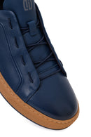Male Navy Lace-up Leather Sneaker | Derimod