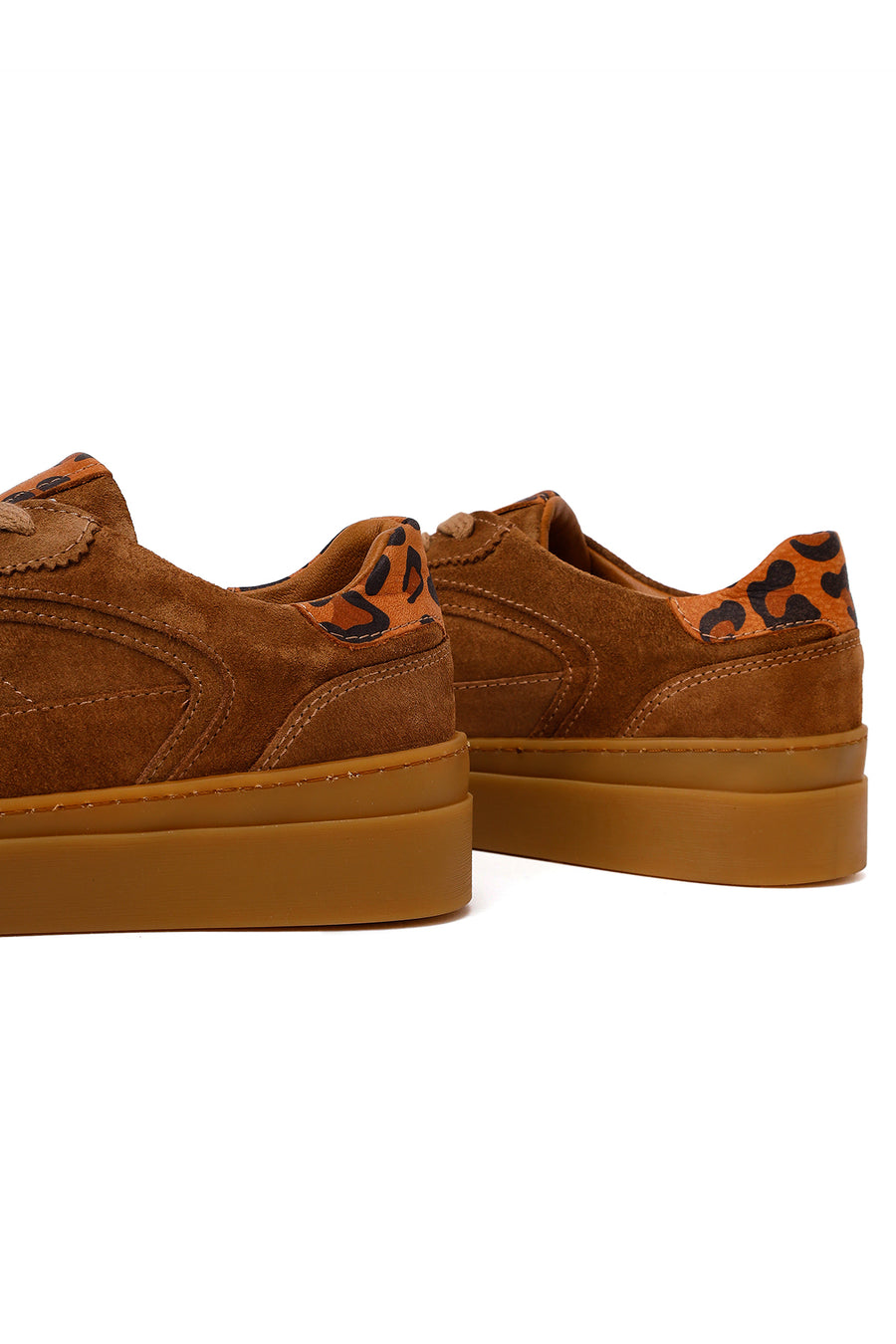 Kadın Taba Bağcıklı Süet Deri Sneaker