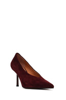 Kadın Bordo İnce Topuklu Süet Deri Stiletto | Derimod
