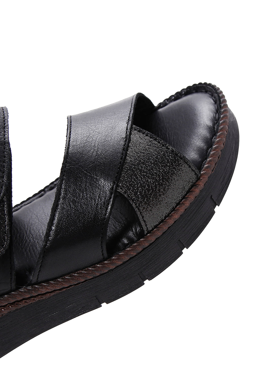 Kadın Siyah Deri Comfort Sandalet
