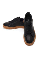 Erkek Siyah Bağcıklı Deri Casual Sneaker | Derimod
