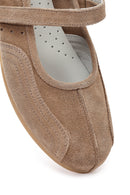 Women's Mink Banded Suede Leather Ballerinas | Derimod