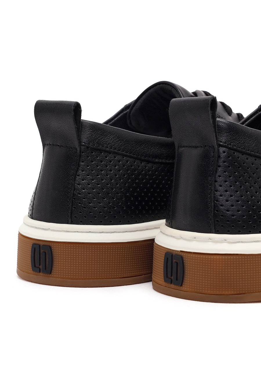 Erkek Siyah Bağcıklı Deri Sneaker